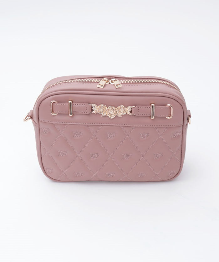 Rose Metal Parts Quilted Shoulder Bag