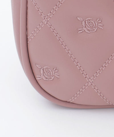 Rose Metal Parts Quilted Shoulder Bag
