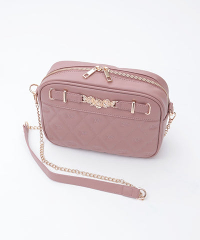 Rose Metal Parts Quilted Shoulder Bag