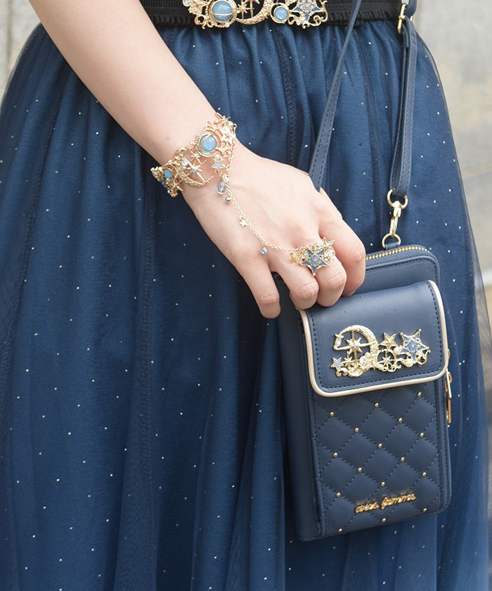 Moon & Stars Motif Quilted Shoulder Bag – axes femme from JAPAN