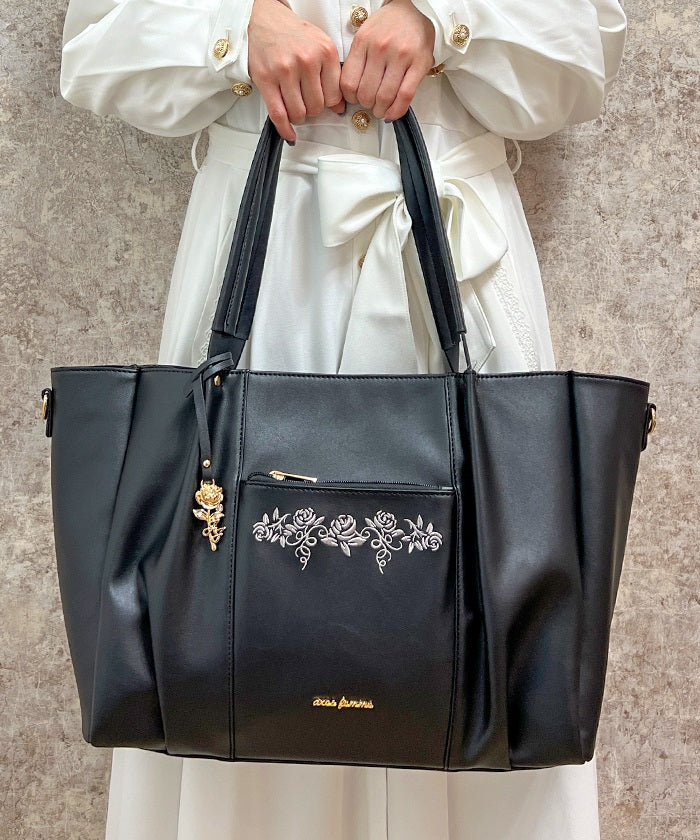 Rose Embroidery Multifunctional Big Tote