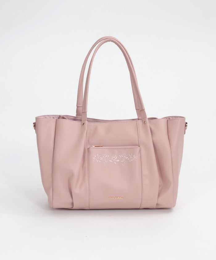 Rose Embroidery Multifunctional Big Tote – axes femme from JAPAN