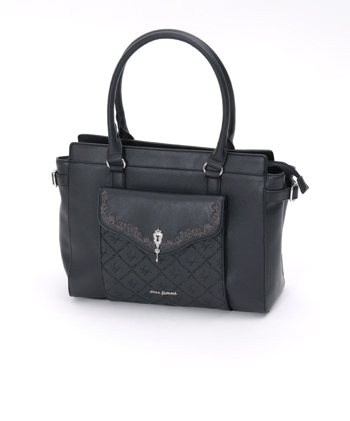 Key Motif Embossed A4 Tote – axes femme from JAPAN