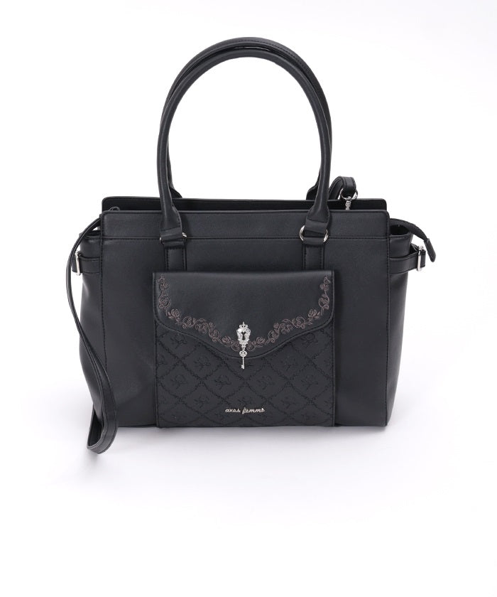 Key Motif Embossed A4 Tote