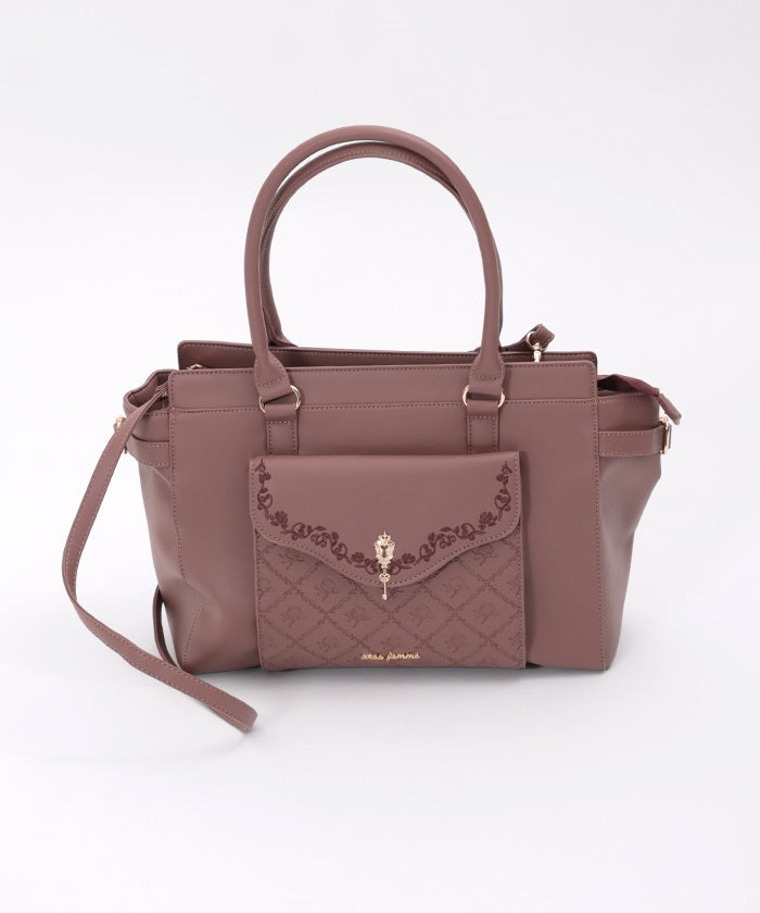 Key Motif Embossed A4 Tote – axes femme from JAPAN