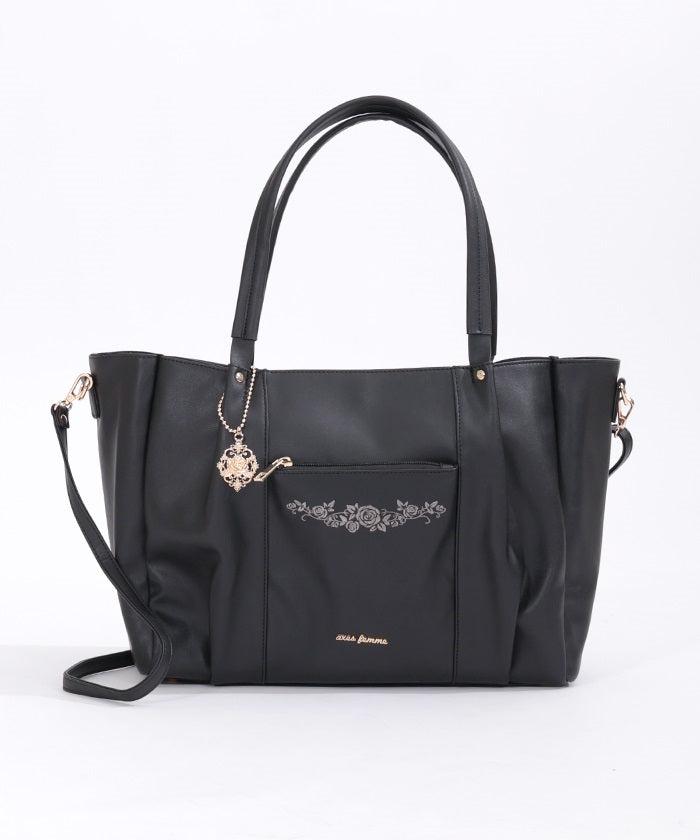 Rose Embroidery Multifunctional Big Tote – axes femme from JAPAN
