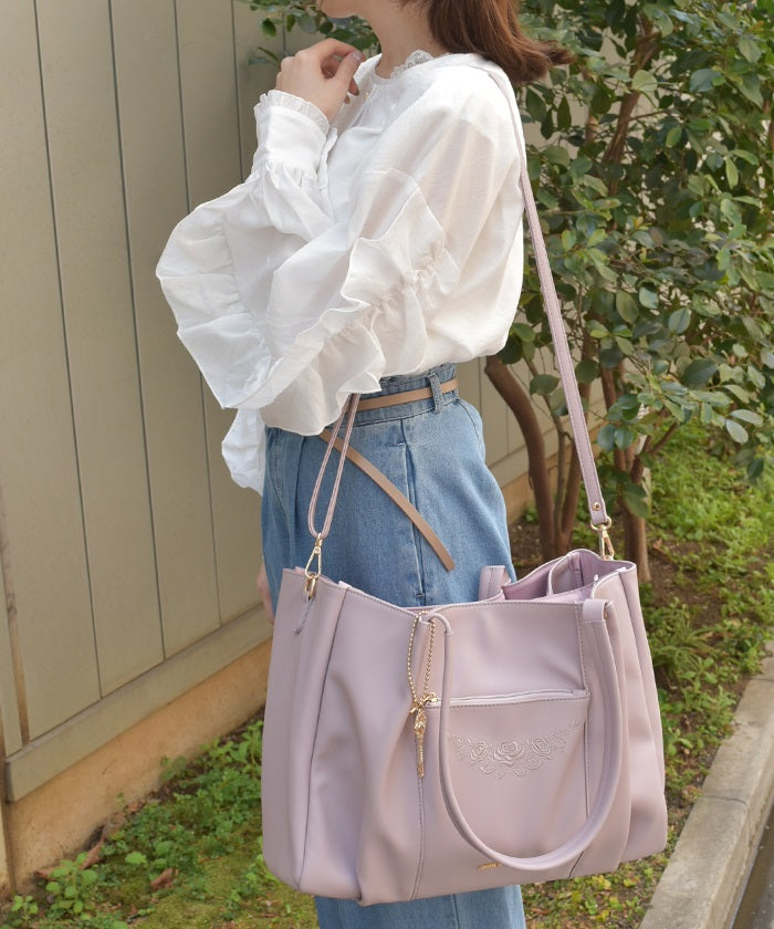 Rose Embroidery Multifunctional Big Tote