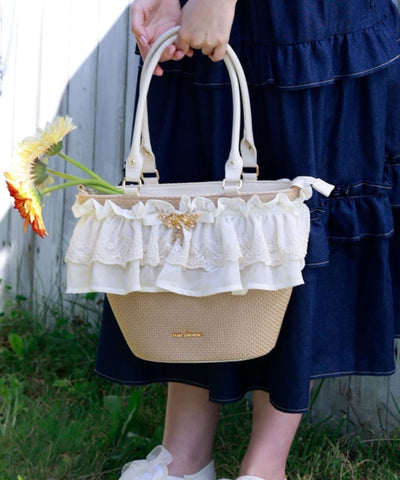 Lace Frill Basket Tote