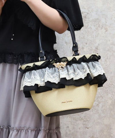 Lace Frill Basket Tote