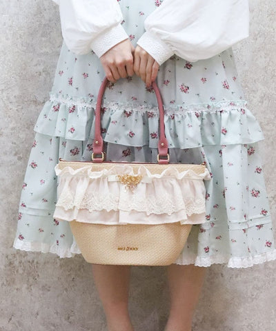 Lace Frill Basket Tote