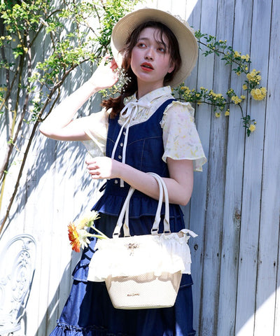 Lace Frill Basket Tote
