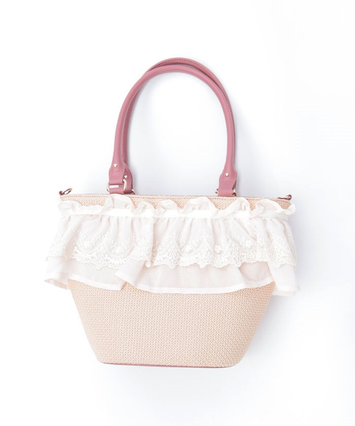 Lace Frill Basket Tote