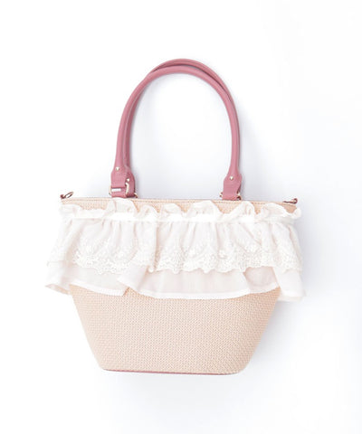 Lace Frill Basket Tote