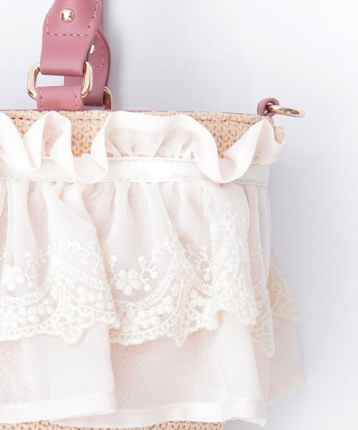 Lace Frill Basket Tote