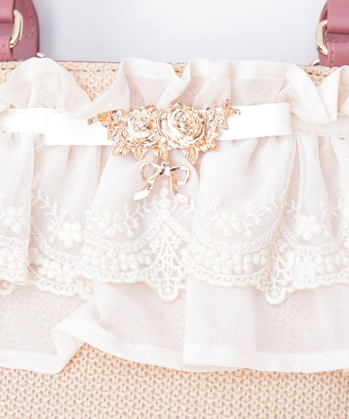 Lace Frill Basket Tote