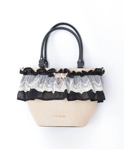 Lace Frill Basket Tote