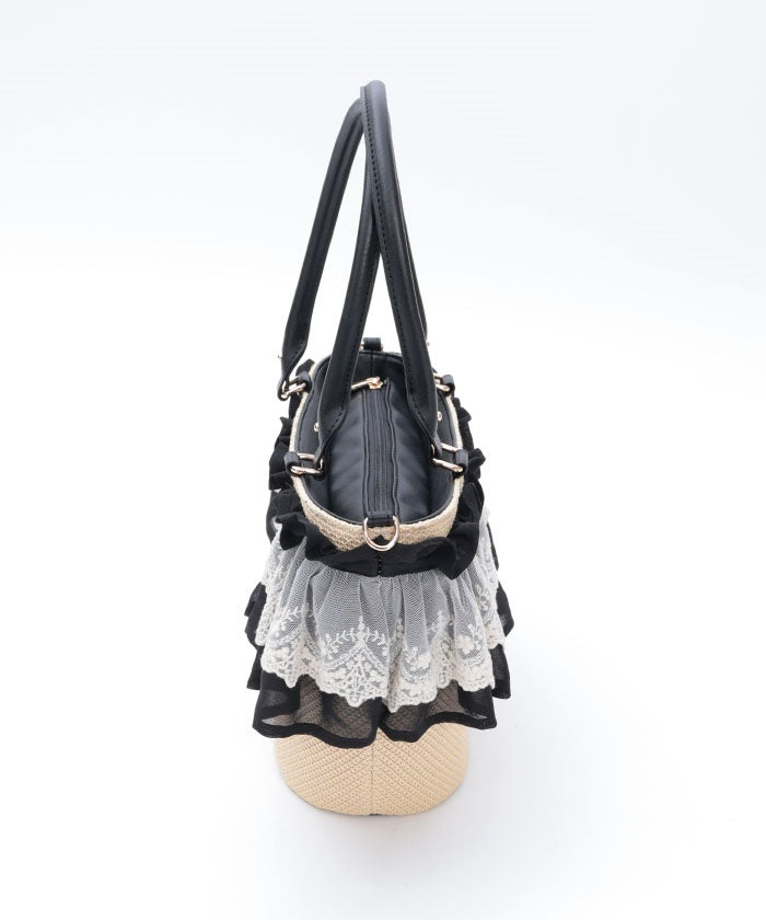Lace Frill Basket Tote