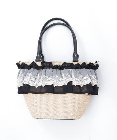 Lace Frill Basket Tote