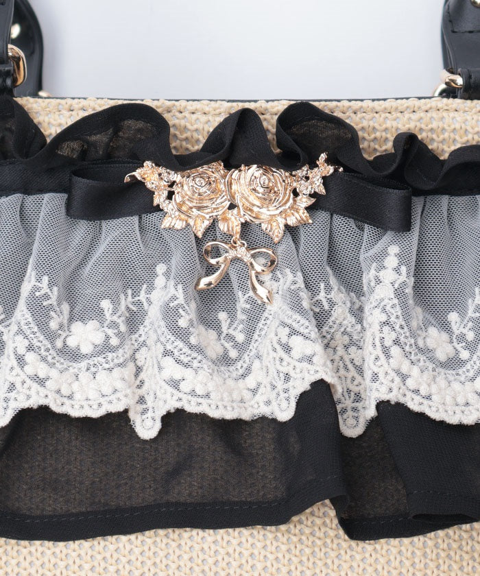 Lace Frill Basket Tote