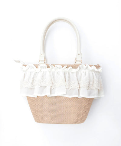 Lace Frill Basket Tote
