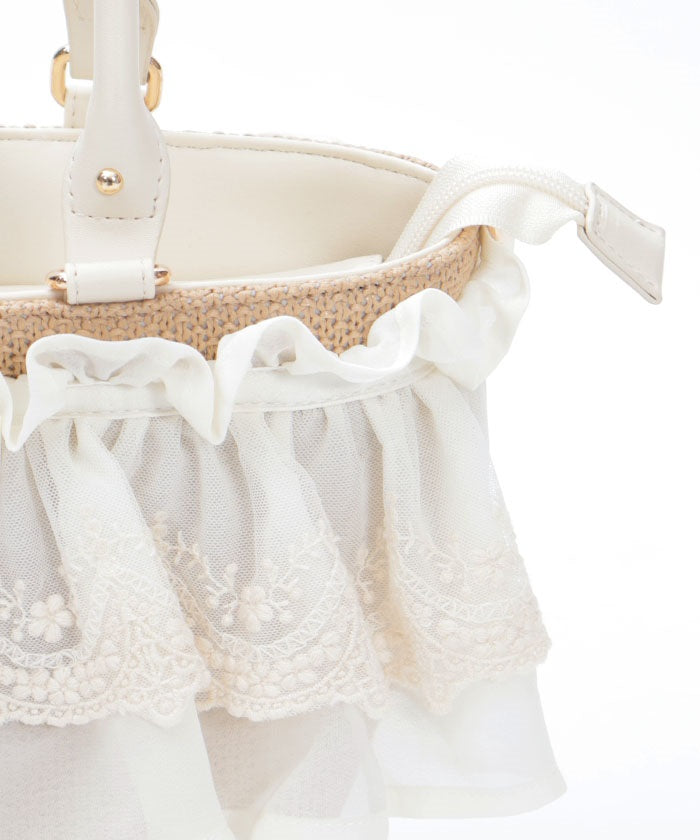 Lace Frill Basket Tote