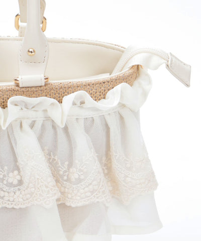 Lace Frill Basket Tote