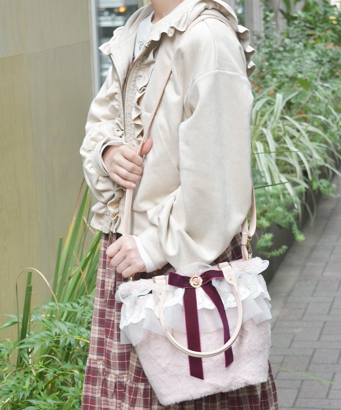 Basket Shape Frill Fur Bag (Pre-order) – axes femme from JAPAN