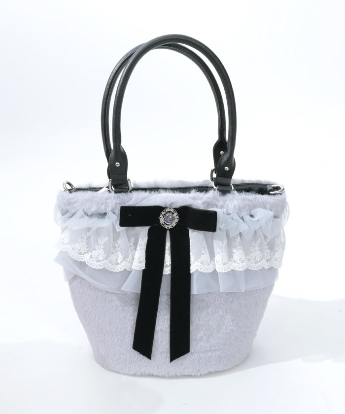 Basket Shape Frill Fur Bag (Pre-order) – axes femme from JAPAN