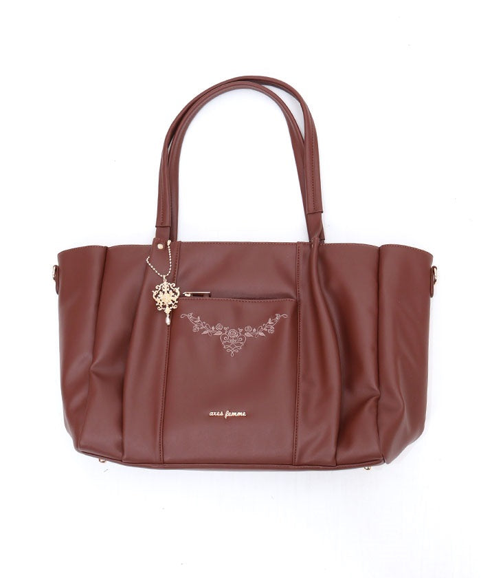 Rose Embroidery Multifunctional Big Tote – axes femme from JAPAN