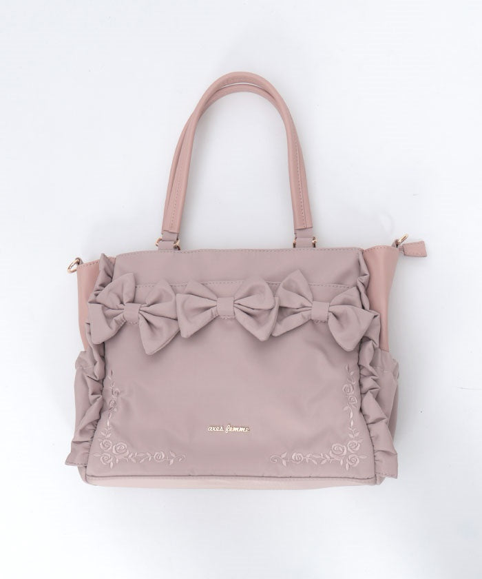 Water Repellent Nylon Row Ribbons Tote – axes femme from JAPAN