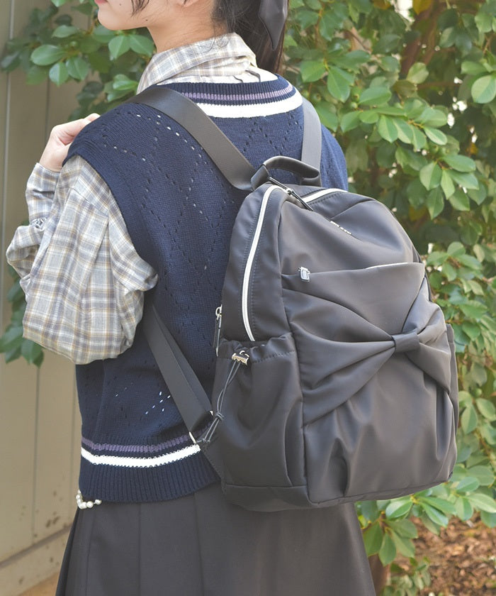 Water Repellent Nylon Backpack with Ribbon