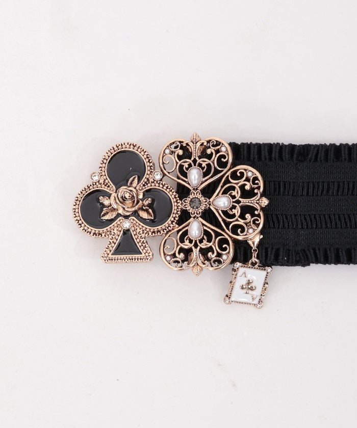 Playing Cards Motif Elastic Belt