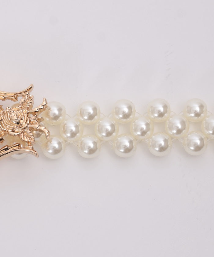 Ornament Pearl Elastic Belt