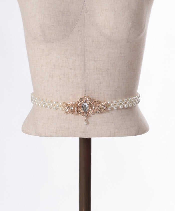 Ornament Pearl Elastic Belt