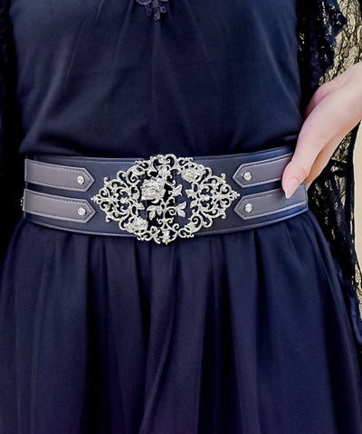 Rose Ornament Wide Elastic Belt