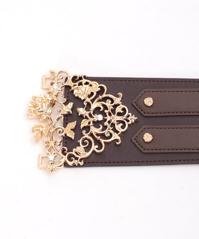 Rose Ornament Wide Elastic Belt