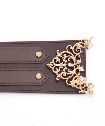 Rose Ornament Wide Elastic Belt