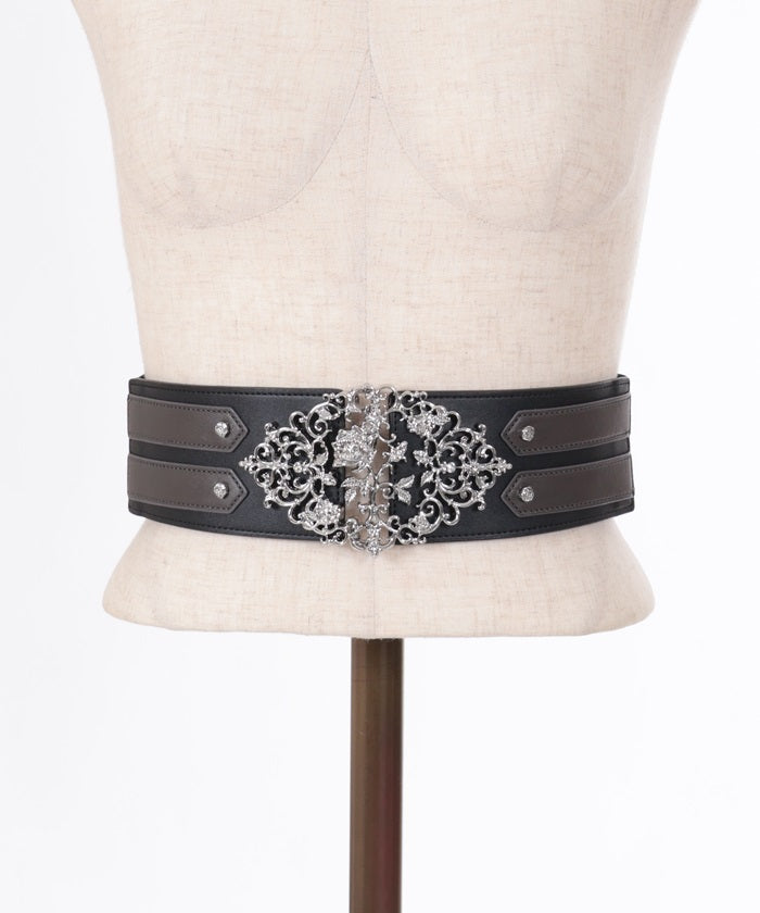 Rose Ornament Wide Elastic Belt