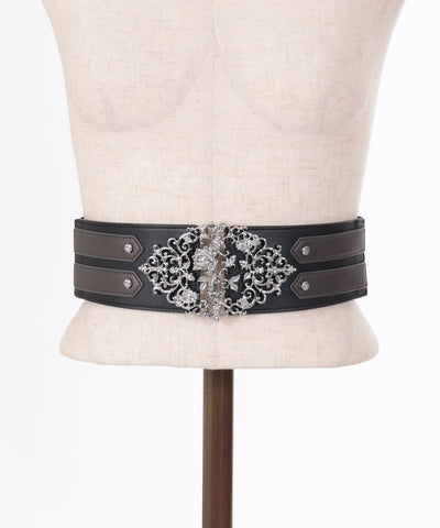 Rose Ornament Wide Elastic Belt