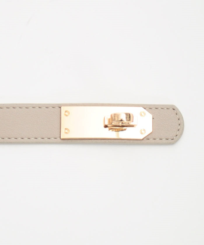 Decorative Turn Lock Clasp Faux Leather Belt