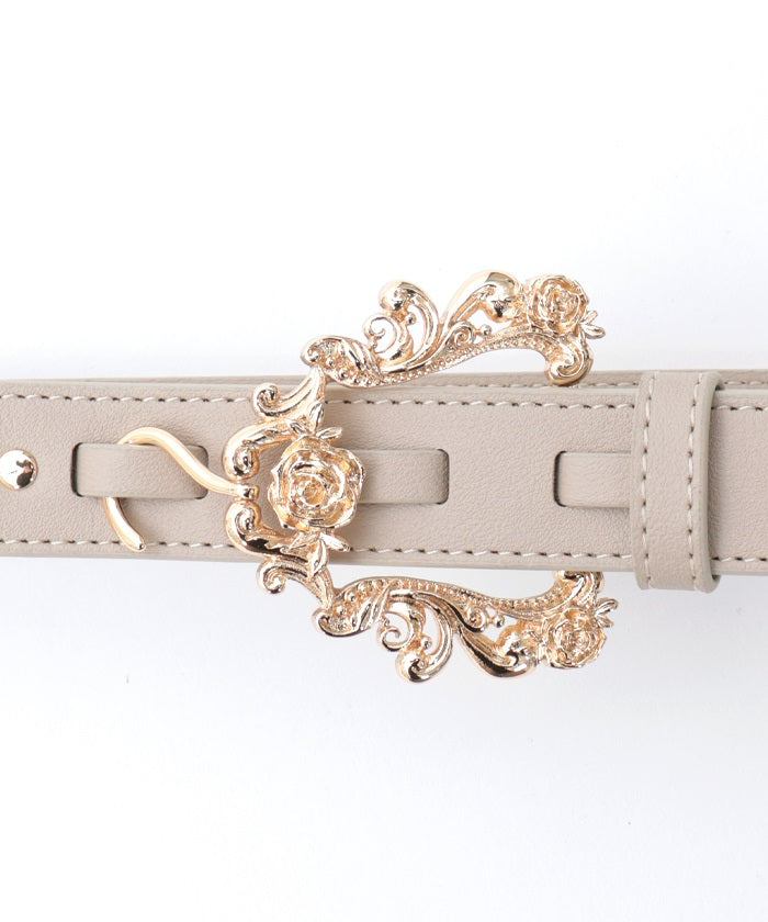 Ornamental Metal Hook Faux Leather Belt