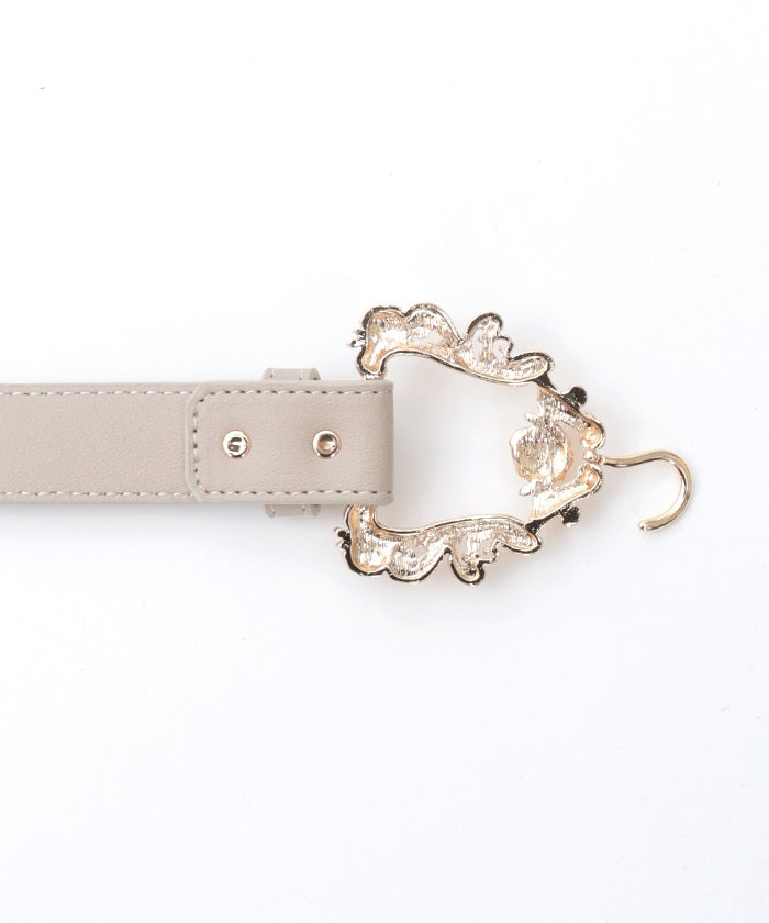 Ornamental Metal Hook Faux Leather Belt