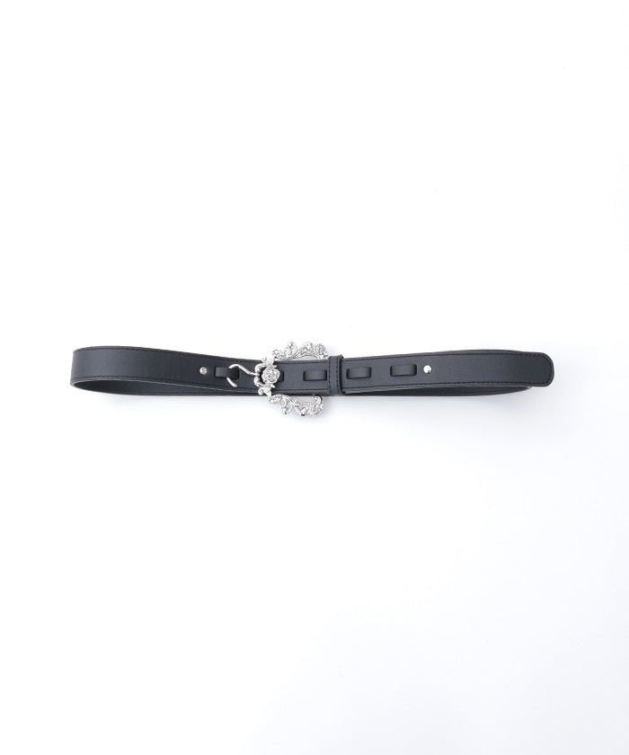 Ornamental Metal Hook Faux Leather Belt