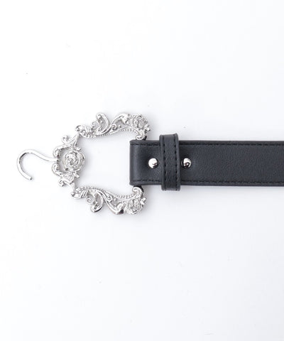 Ornamental Metal Hook Faux Leather Belt