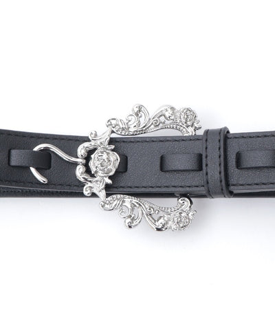 Ornamental Metal Hook Faux Leather Belt