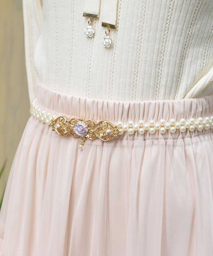 Rose Ornament Pearl Belt