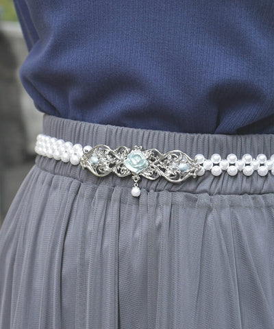 Rose Ornament Pearl Belt