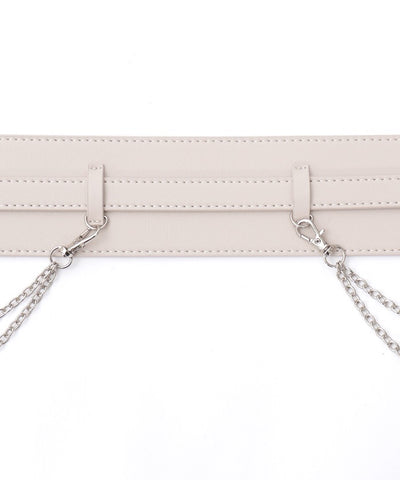 Wide Faux Leather Belt with Chain