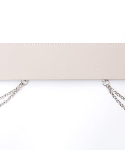 Wide Faux Leather Belt with Chain