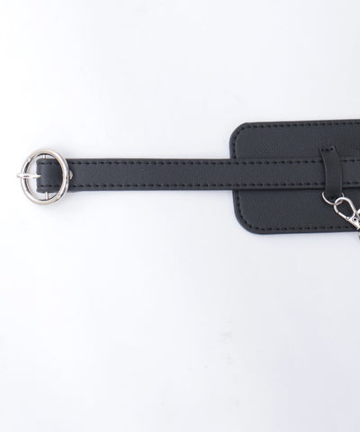 Wide Faux Leather Belt with Chain